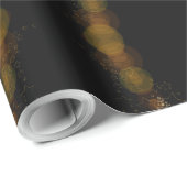 Kerststerren Pattern Black en Gold Star Lights Cadeaupapier (Rol Hoek)