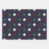 Kerststerren Pattern Blue Red Inpakpapier Vel (Voorkant 2)
