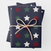 Kerststerren Pattern Blue Red Inpakpapier Vel (In situ)