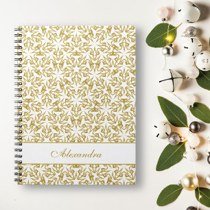 Kerststerren Pattern Luxury, gepersonaliseerd goud Notitieboek
