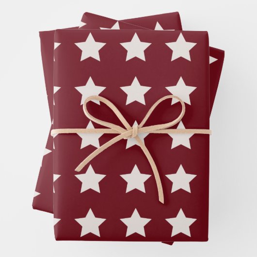 Kerststerren Pattern Red White Inpakpapier Vel (In situ)