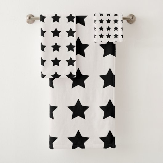 Kerststerren Pattern White Black Bad Handdoek (Insitu)