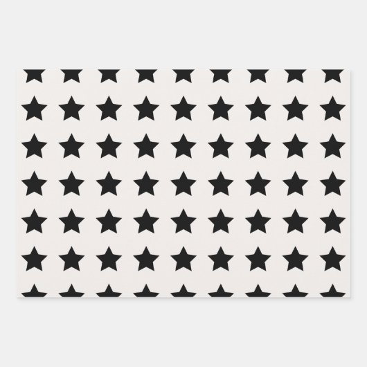 Kerststerren Pattern White Black Inpakpapier Vel (Voorkant 3)