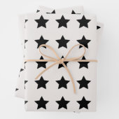 Kerststerren Pattern White Black Inpakpapier Vel (In situ)
