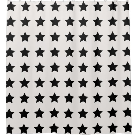 Kerststerren Pattern White Black Showgordijn Douchegordijn (Voorkant)