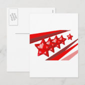 Kerststerren rood glanzend feestdagenkaart (Voorkant / Achterkant)