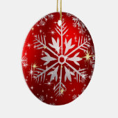 Kerststerren & Sneeuwvlokken - Rood Keramisch Ornament (Rechts)