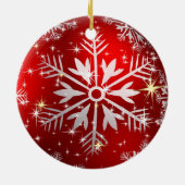 Kerststerren & Sneeuwvlokken - Rood Keramisch Ornament (Achterkant)