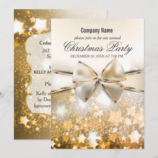 Kerststerren Sparkle Corporate Party Uitnodiging (Voorkant / Achterkant)