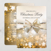 Kerststerren Sparkle Satin Party Uitnodiging (Voorkant / Achterkant)