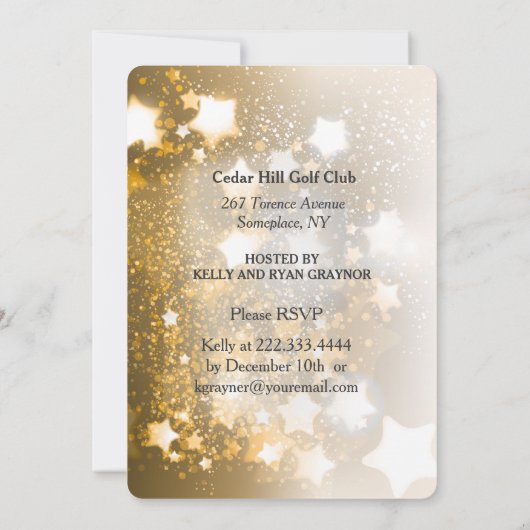 Kerststerren Sparkle Satin Party Uitnodiging (Achterkant)