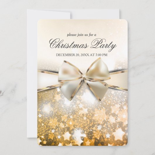 Kerststerren Sparkle Satin Party Uitnodiging (Voorkant)