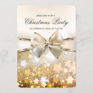 Kerststerren Sparkle Satin Party Uitnodiging