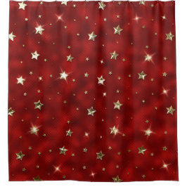 Kerststerren van namaakmetaal in rood en goud douchegordijn