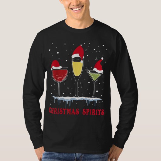 Kerststerren Wine Bubble Martinis Holiday Dri T-shirt (Voorkant)