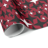 Kerststerren Zwart wit met rode achtergrond Cadeaupapier (Rol Hoek)