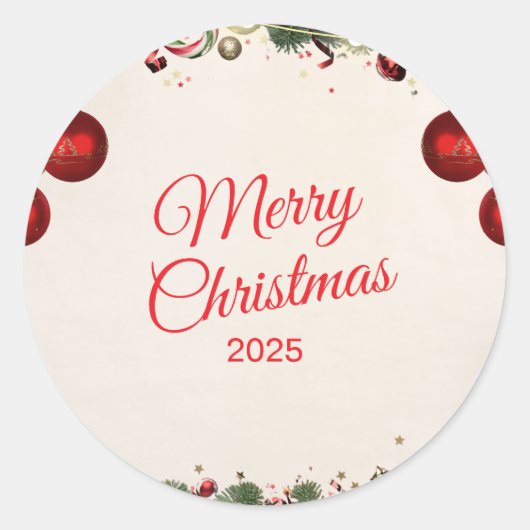 Kerststicker – Festieve Vakantiedecal Ronde Sticker (Voorkant)