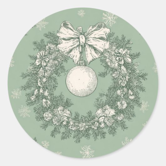 Kerststicker Groen Ronde Sticker (Voorkant)
