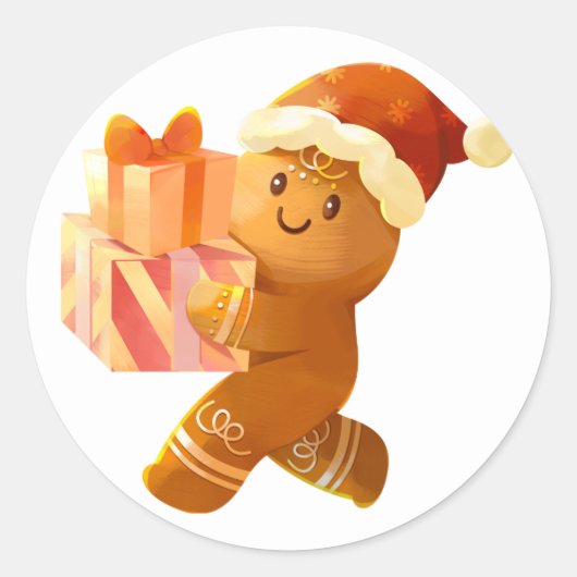 Kerststicker kerstman ronde sticker (Voorkant)