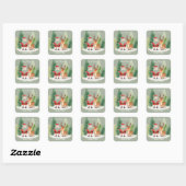 Kerststicker - Leuke feestvreugde van een stel Vierkante Sticker (Vel)