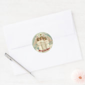Kerststicker met engelen die zingen ronde sticker (Envelop)