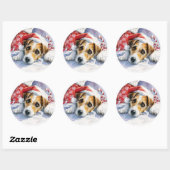 Kerststicker met Jack Russell Ronde Sticker (Vel)