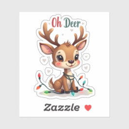 Kerststicker met Mooie Rendieren “Oh Hert” Sticker