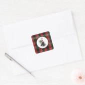 Kerststicker met ruitjespatroon vierkante sticker (Envelop)