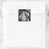 Kerststicker met vintage kerststal vierkante sticker (Tas)