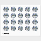 Kerststicker met wolven en wintersneeuw ronde sticker (Vel)