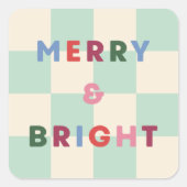 Kerststicker 'Schaakbord Merry & Bright' Vierkante Sticker (Voorkant)