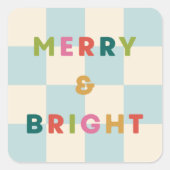 Kerststicker 'Schaakbord Merry & Bright' Vierkante Sticker (Voorkant)