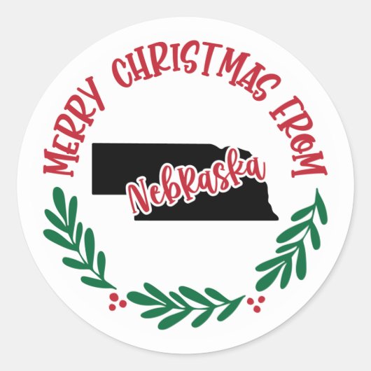 Kerststicker uit Nebraska Ronde Sticker (Voorkant)