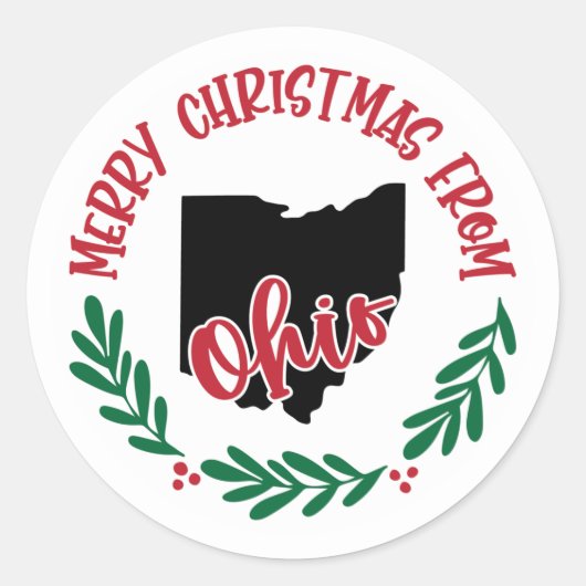 Kerststicker uit Ohio Ronde Sticker (Voorkant)