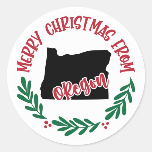 Kerststicker uit Oregon Ronde Sticker (Voorkant)