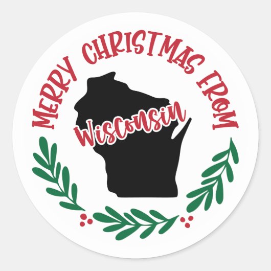Kerststicker uit Wisconsin Ronde Sticker (Voorkant)