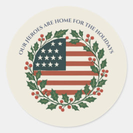 Kerststicker voor militairen Onze helden thuis Ronde Sticker