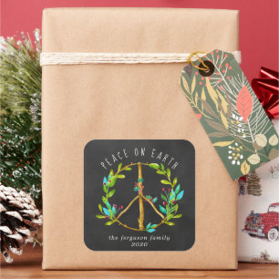 Kerststicker Vrede op Aarde Vierkante Sticker