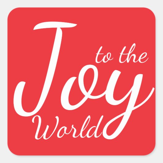 Kerststicker 'Vreugde aan de Wereld' Rood Vierkante Sticker (Voorkant)
