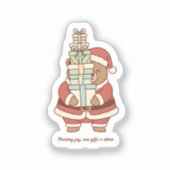 Kerststicker 'Vreugde delen' | Cute Santa-cadeau Sticker (Voorkant)