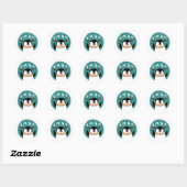 KERSTSTICKER WHIMISCHE PINGUÏN RONDE STICKER (Vel)