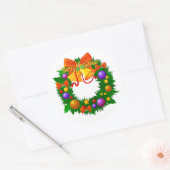 Kerststickerkrans met bellen en ornamenten ronde sticker (Envelop)