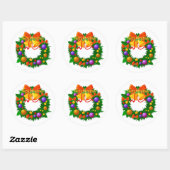 Kerststickerkrans met bellen en ornamenten ronde sticker (Vel)
