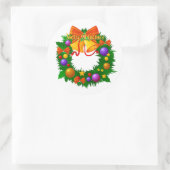 Kerststickerkrans met bellen en ornamenten ronde sticker (Tas)
