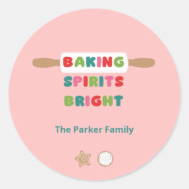 Kerststickers 'Baking Spirits Bright' Ronde Sticker