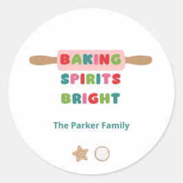 Kerststickers 'Baking Spirits Bright' Ronde Sticker