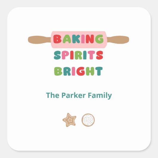 Kerststickers 'Baking Spirits Bright' Vierkante Sticker (Voorkant)