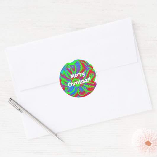 Kerststickers Bloemen Ronde Sticker (Envelop)