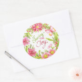 Kerststickers Bloemenkrans Deel Kerstvreugde Ronde Sticker (Envelop)