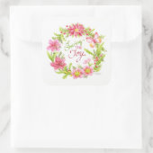 Kerststickers Bloemige Aquarel Krans Vierkante Sticker (Tas)